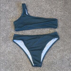 SHEIN One-Shoulder Teal Bikini Set